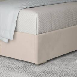 Casani Malton Upholstered Soft Velvet Beige Metal Designer Bed Frame in Cream - Size: Super King - thumbnail 6