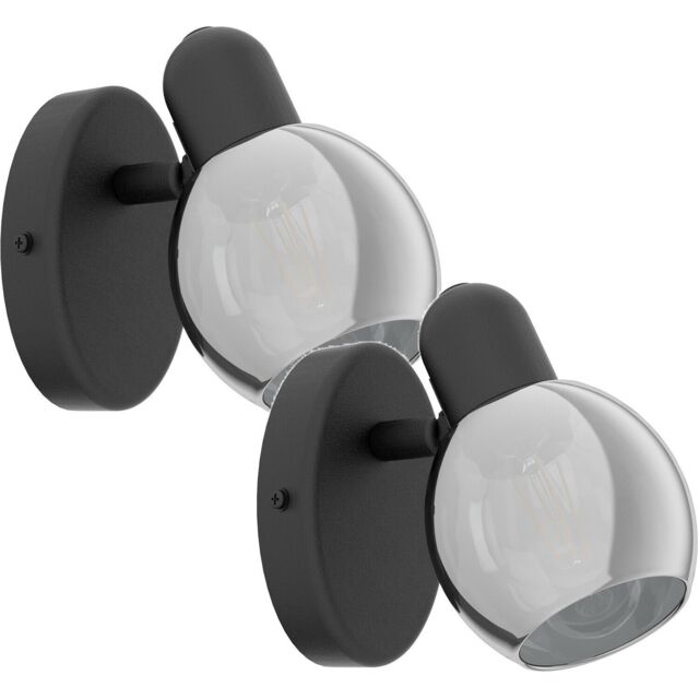 Loops 2 PACK Wall Light Colour Black Shade Black Transparent Glass Vaporized E14 10W - image 1