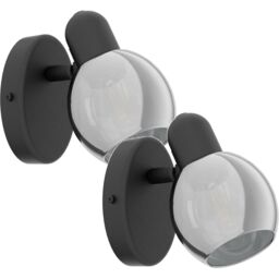 Loops 2 PACK Wall Light Colour Black Shade Black Transparent Glass Vaporized E14 10W - thumbnail 1