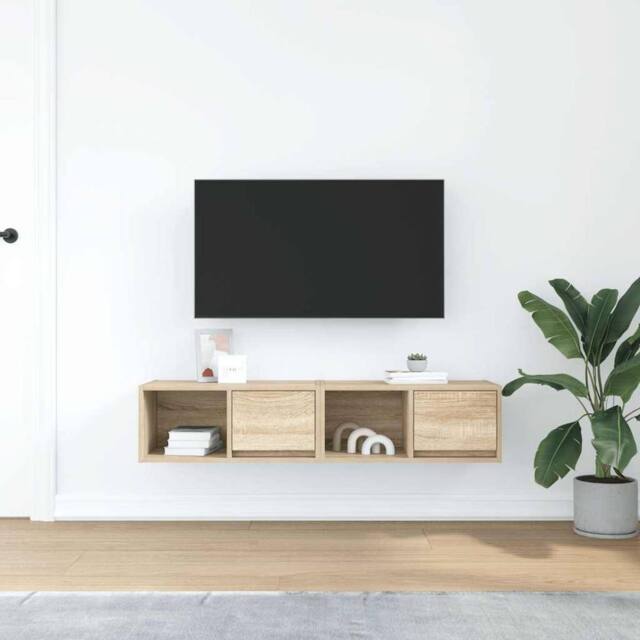 Berkfield Home TV Cabinets 2 pcs Sonoma Oak 60x31x25.5 cm Engineered Wood in Light Brown - image 1