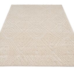 Kukoon Grey Silver Lined Abstract Living Area Rug in Beige - Size: 120 cm x 170 cm - thumbnail 2