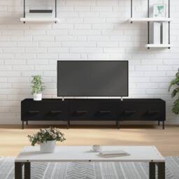 Berkfield Home TV Cabinet Black 150x36x30 cm Engineered Wood - Size: 150 x 36 x 30 cm - thumbnail 2