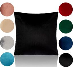 Luxury Living Luxurious Velvet Cushions Set of 4 - Soft Plush Fibre Pads, Vibrant Colours for Sofa & Bed Décor in Black - Size: 45 cm x 45 cm - thumbnail 2