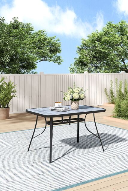 H&O Direct Rectangular Garden Tempered Glass Marble Coffee Table in Grey - image 1
