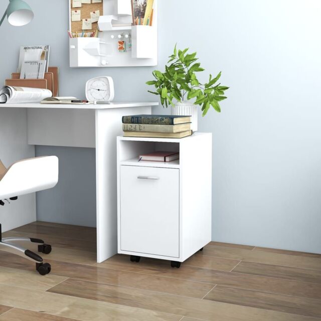 Berkfield Home Side Cabinet with Wheels White 33x38x60 cm Engineered Wood - Size: 33 x 38 x 60 cm - image 1