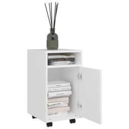 Berkfield Home Side Cabinet with Wheels White 33x38x60 cm Engineered Wood - Size: 33 x 38 x 60 cm - thumbnail 3
