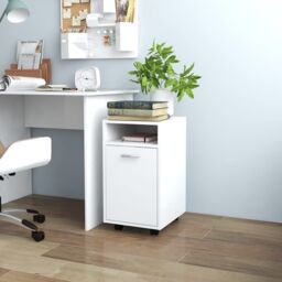 Berkfield Home Side Cabinet with Wheels White 33x38x60 cm Engineered Wood - Size: 33 x 38 x 60 cm - thumbnail 1