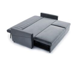 Home Detail Devon Velvet Pull Out Sofa Bed Ribbed Fabric Detailing & Side Pocket Storage in Dark Grey - thumbnail 3