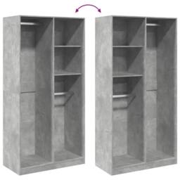 Berkfield Home Wardrobe Concrete Grey 100x50x200 cm Engineered Wood - Size: 100 x 50 x 200 cm - thumbnail 7