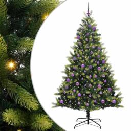Berkfield Home Realistic Artificial Hinged Christmas Tree 300 LEDs Green 180 cm - thumbnail 3