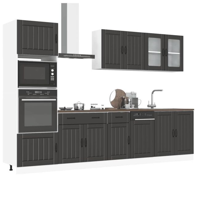 Berkfield Home 7 Piece Kitchen Cabinet Set Kalmar Black Engineered Wood - image 1