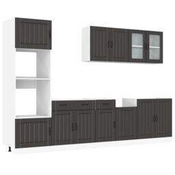Berkfield Home 7 Piece Kitchen Cabinet Set Kalmar Black Engineered Wood - thumbnail 2