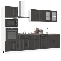 Berkfield Home 7 Piece Kitchen Cabinet Set Kalmar Black Engineered Wood - thumbnail 1