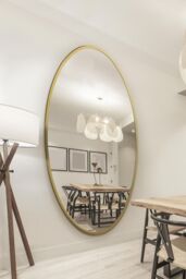 "MirrorOutlet Gold Metal Framed Oval Wall Mirror 79"" X 44"" (200 x 112CM) - Size: 1 Pack" - thumbnail 1