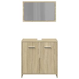 Berkfield Home 2 Piece Bathroom Furniture Set Sonoma Oak Engineered Wood in Brown - thumbnail 4