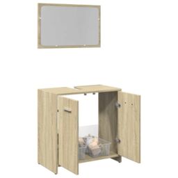 Berkfield Home 2 Piece Bathroom Furniture Set Sonoma Oak Engineered Wood in Brown - thumbnail 1
