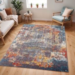 Livabliss Ankara - Abstract Blue Beige Modern Marble Living Dining Bedroom Rug - Size: 140 cm x 200 cm - thumbnail 9