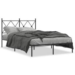 Berkfield Home Metal Bed Frame without Mattress with Headboard Black 120x200cm - Size: Small Double - thumbnail 1