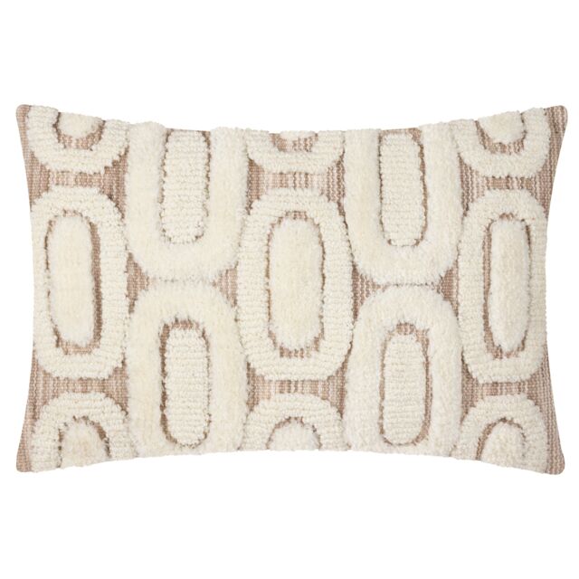 HOEM Fosse Abstract Dyed Yarn Cushion in Cream - Size: 30 cm x 50 cm - image 1
