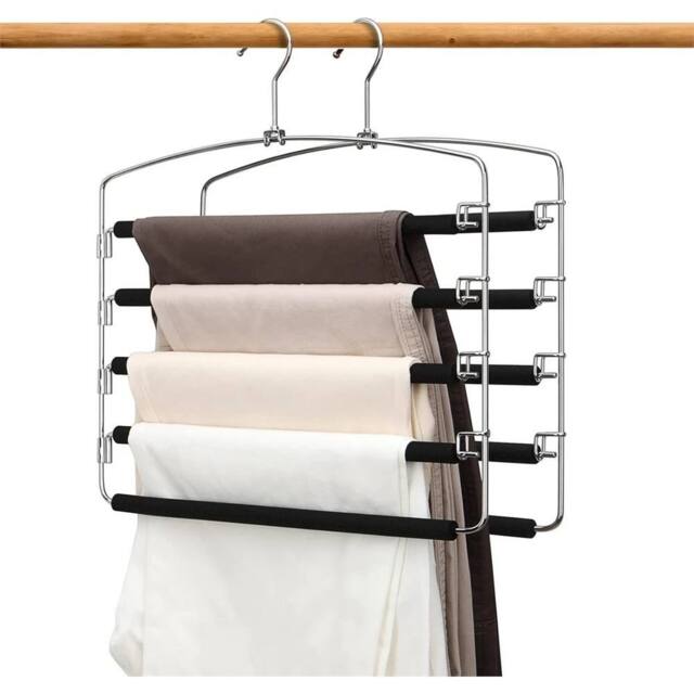 Nordara 2X Multi-Layer Trouser Hanger Closet Space Saver Organizer in Metallic Silver - image 1