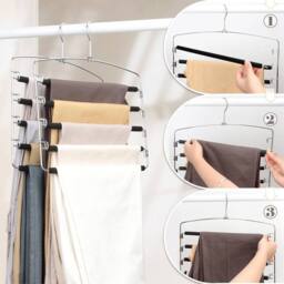 Nordara 2X Multi-Layer Trouser Hanger Closet Space Saver Organizer in Metallic Silver - thumbnail 3
