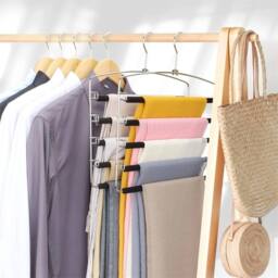 Nordara 2X Multi-Layer Trouser Hanger Closet Space Saver Organizer in Metallic Silver - thumbnail 4