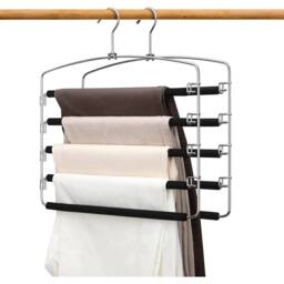Nordara 2X Multi-Layer Trouser Hanger Closet Space Saver Organizer in Metallic Silver