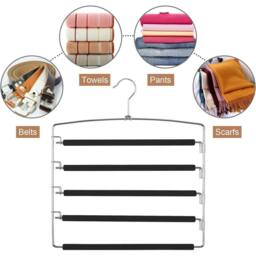 Nordara 2X Multi-Layer Trouser Hanger Closet Space Saver Organizer in Metallic Silver - thumbnail 5
