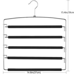 Nordara 2X Multi-Layer Trouser Hanger Closet Space Saver Organizer in Metallic Silver - thumbnail 2