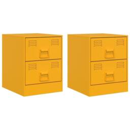 Berkfield Home Durable Bedside Cabinets 2 pcs Yellow 34.5x39x44 cm Steel - thumbnail 3