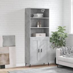 Berkfield Home Highboard Concrete Grey 69.5x34x180 cm Engineered Wood - thumbnail 2