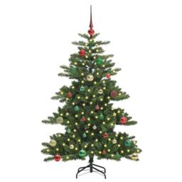 Berkfield Home Artificial Hinged Christmas Tree with 150 LEDs 150 cm PVC in Green - thumbnail 3