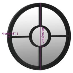 Berkfield Home Garden Mirror Black 40x4 cm Iron Round for Outdoor Use - thumbnail 6