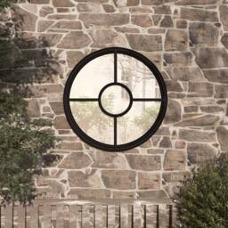 Berkfield Home Garden Mirror Black 40x4 cm Iron Round for Outdoor Use - thumbnail 2