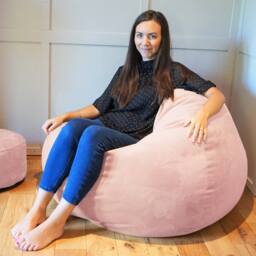 rucomfy Beanbags rucomfy Indoor Adults Classic Slouchbag Bean Bag Chair - Velvet Seat in Pale Pink