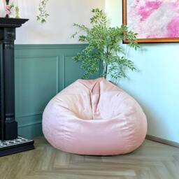 rucomfy Beanbags rucomfy Indoor Adults Classic Slouchbag Bean Bag Chair - Velvet Seat in Pale Pink - thumbnail 2