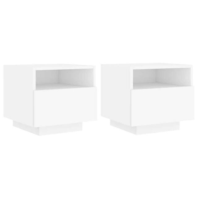 Berkfield Home Bedside Cabinets with LED Lights 2 pcs White 40x39x37 cm - Size: 40 x 39 x 37 cm - image 1