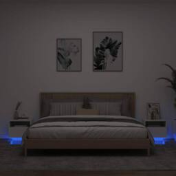 Berkfield Home Bedside Cabinets with LED Lights 2 pcs White 40x39x37 cm - Size: 40 x 39 x 37 cm - thumbnail 2
