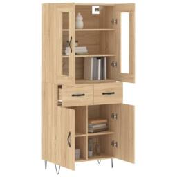 Berkfield Home Highboard Sonoma Oak 69.5x34x180 cm Engineered Wood in Light Tan - thumbnail 1