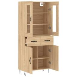 Berkfield Home Highboard Sonoma Oak 69.5x34x180 cm Engineered Wood in Light Tan - thumbnail 4
