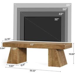 VOGREX 63-Inch Wood TV Stand for 55-75-Inch TVs in Brown - thumbnail 2