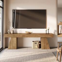 VOGREX 63-Inch Wood TV Stand for 55-75-Inch TVs in Brown - thumbnail 4
