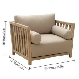 Dibor 4pc Wooden Garden Patio Furniture Sofa Set, Cushions with Coffee Table in Brown - thumbnail 8
