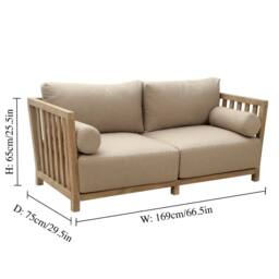 Dibor 4pc Wooden Garden Patio Furniture Sofa Set, Cushions with Coffee Table in Brown - thumbnail 6