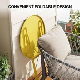 London Boutique 3PCS Foldable Bistro Set Patio Table & 2 Chairs Garden Furniture Set in Yellow - thumbnail 7