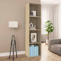 Berkfield Home Book Cabinet/TV Cabinet Sonoma Oak 36x30x143 cm Engineered Wood in Light Tan - Size: 36 x 30 x 143 cm - thumbnail 2