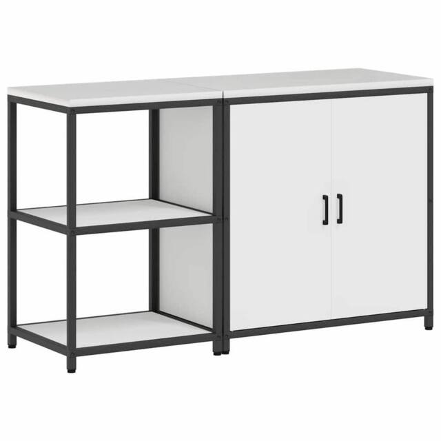 Berkfield Home with Shelf with Storage with Door Adjustable 2 pcs Rusty Weatheri… in White - image 1