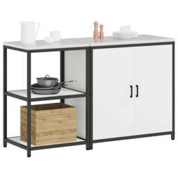 Berkfield Home with Shelf with Storage with Door Adjustable 2 pcs Rusty Weatheri… in White - thumbnail 3