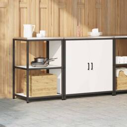 Berkfield Home with Shelf with Storage with Door Adjustable 2 pcs Rusty Weatheri… in White - thumbnail 4