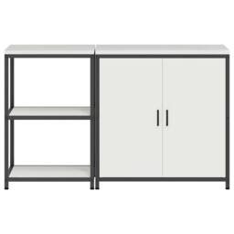 Berkfield Home with Shelf with Storage with Door Adjustable 2 pcs Rusty Weatheri… in White - thumbnail 8